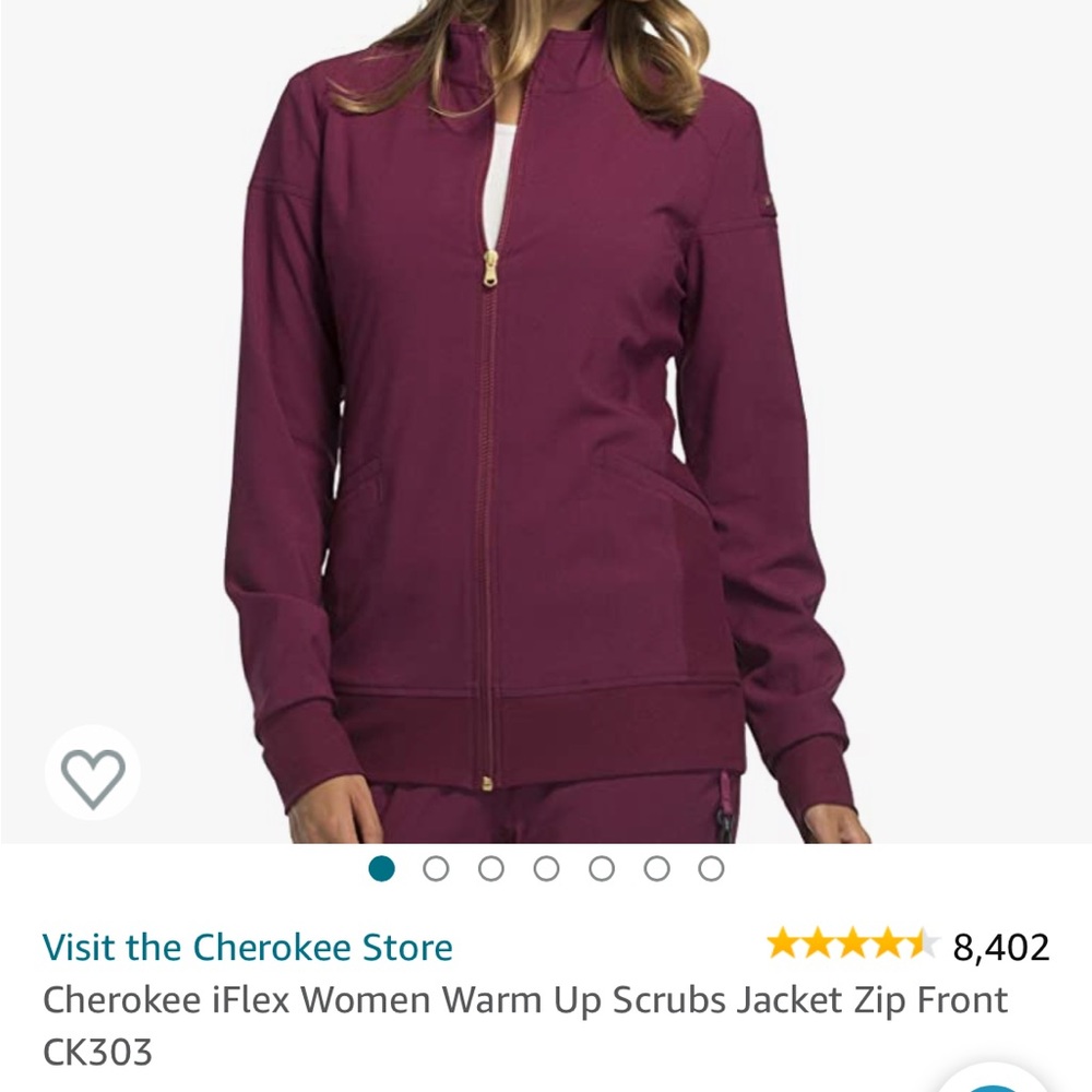 Cherokee Scrub jacket Maroon. Size M